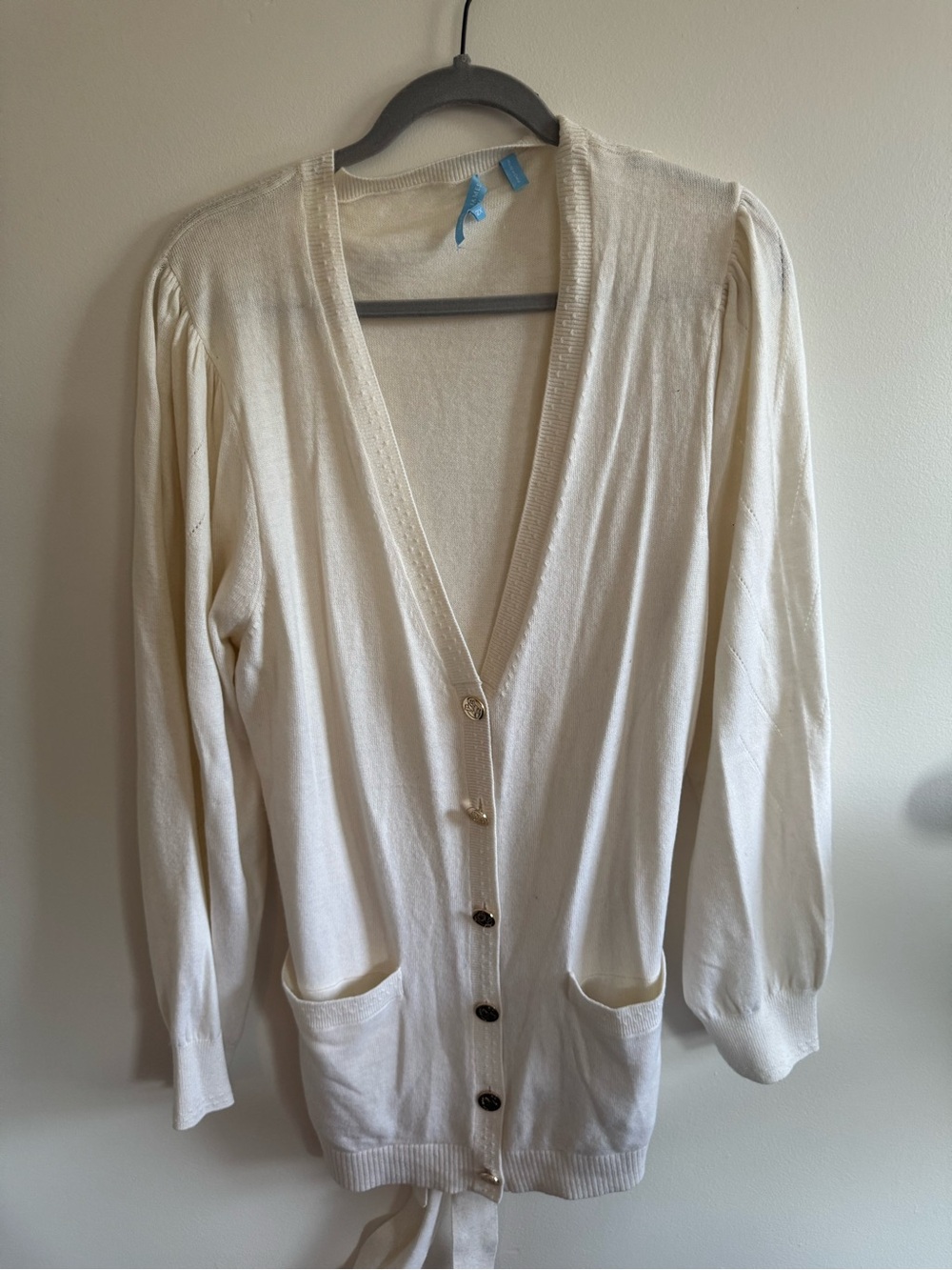 Draper James Women’s Cream Button-Front V-Neck Cardigan Sweater